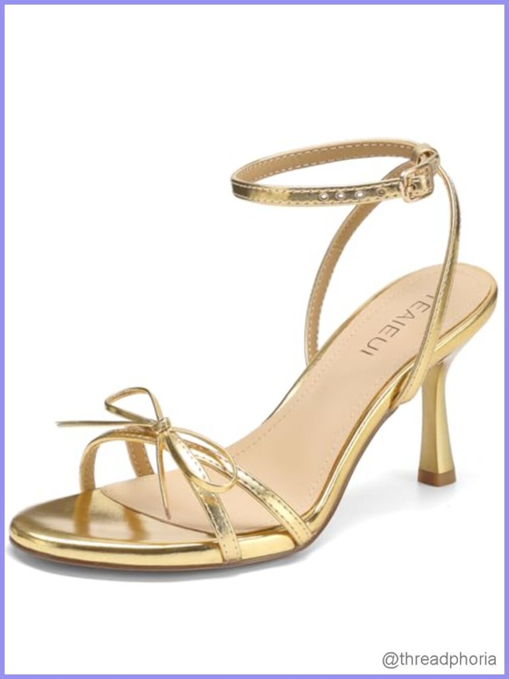 Women's Kitten Heel Sandals, Round Open Toe Strappy Ankle Strap Bow Dress Party